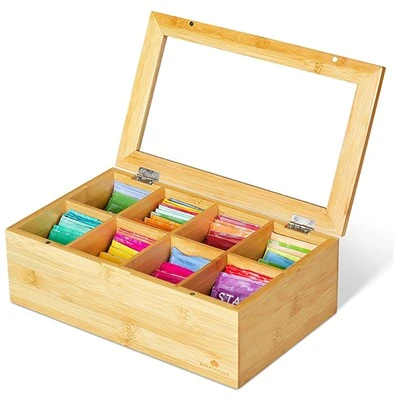 Blwch Te Compartment Bambŵ 8